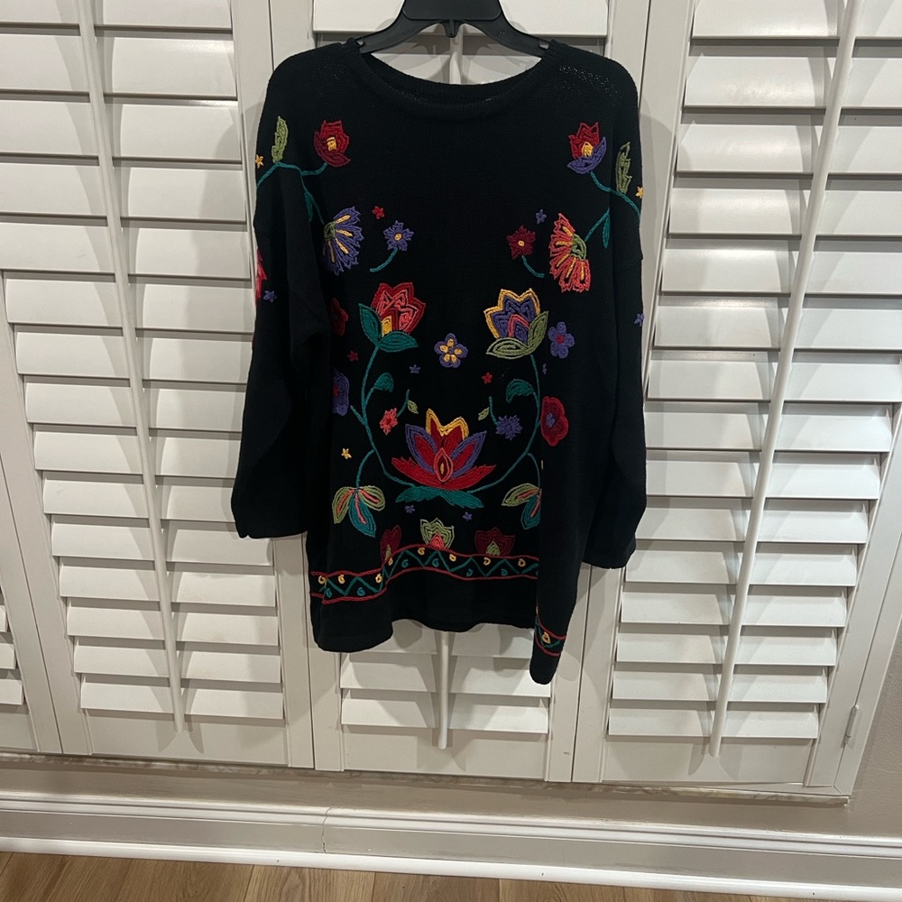 Vibrant Floral Embroidered Sweater